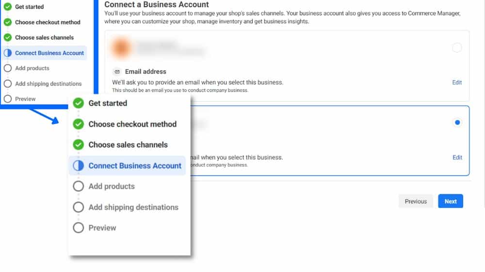 connect Business Account to  Facebook page