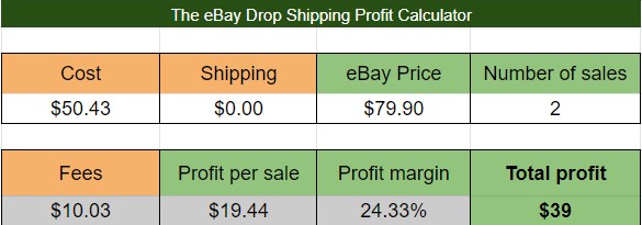 dsm ebay profit calculator