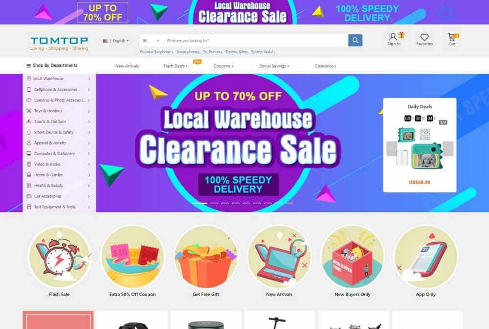 TomTop as one of the best Aliexpress alternatives for dropshipping