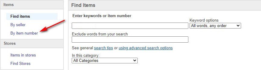 How to Find eBay Seller using the By Item Number option
