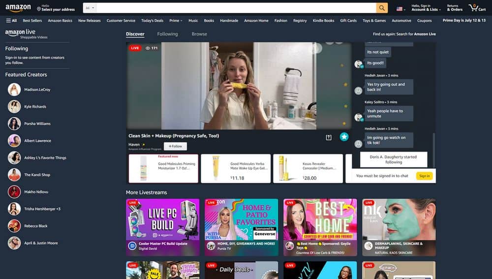 amazon live social commerce platform
