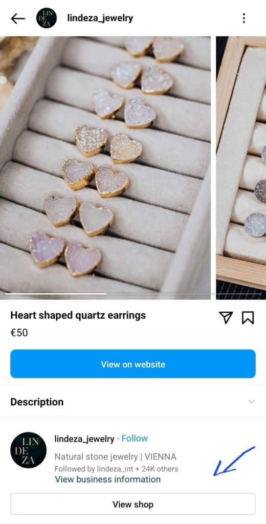an example of instagram shop 