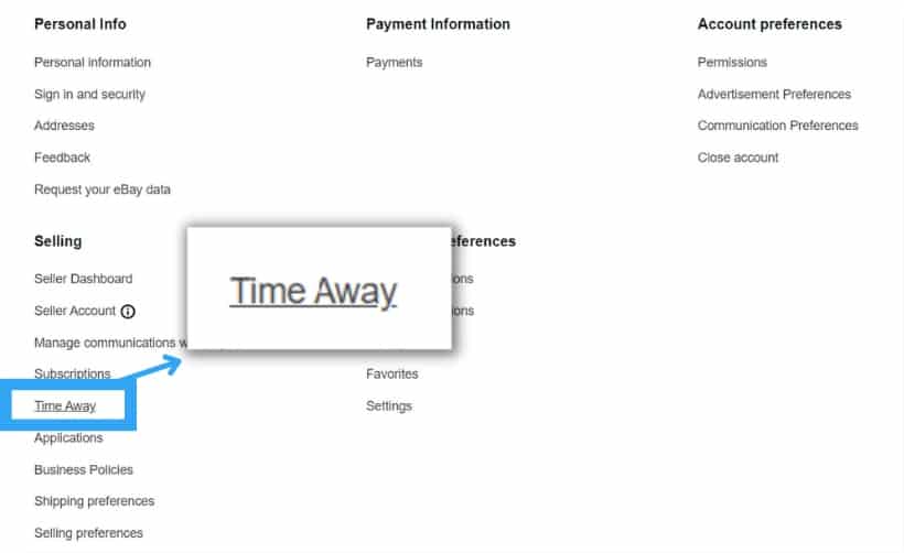 how to set ebay vacation