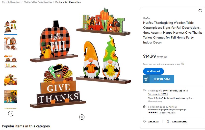 thanksgiving item example to sell online