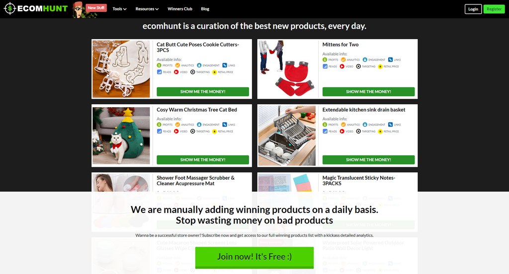 EcomHunt for finding dropshipping products