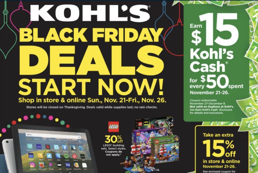 Kohl's Black Friday sales through 11/29