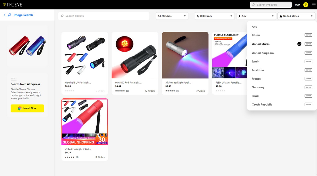 Thieve Aliexpress image search