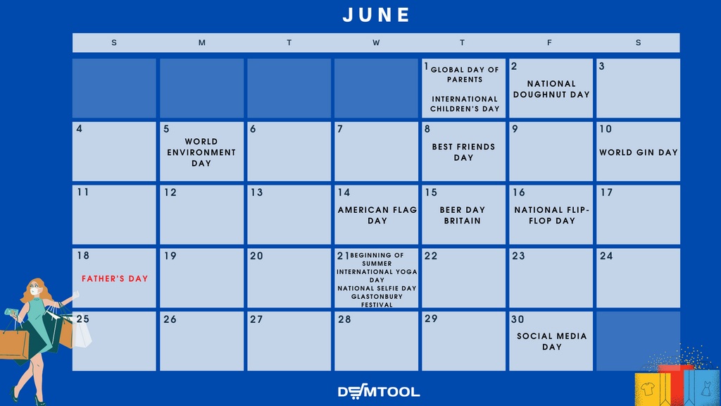 June 2023 calendar with holidays