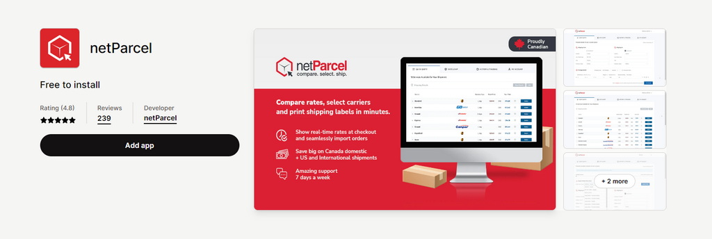 netParcel best Shopify shipping apps