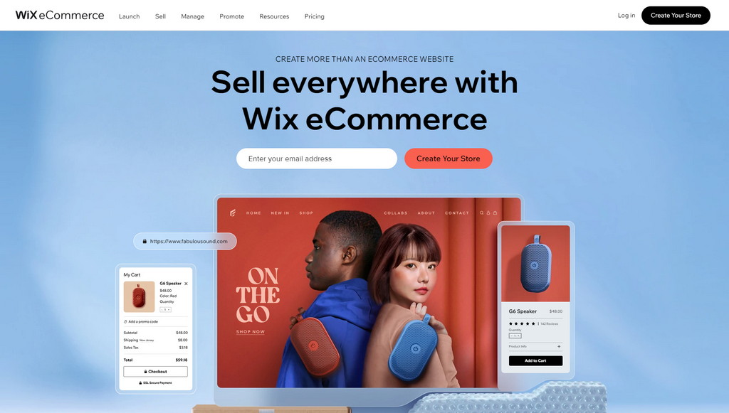 Wix eCommerce homepage