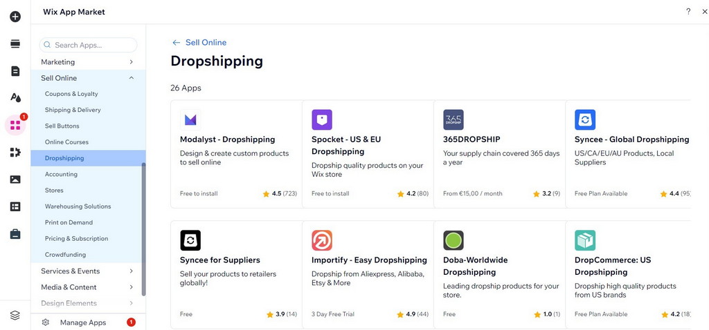 Wix dropshipping apps