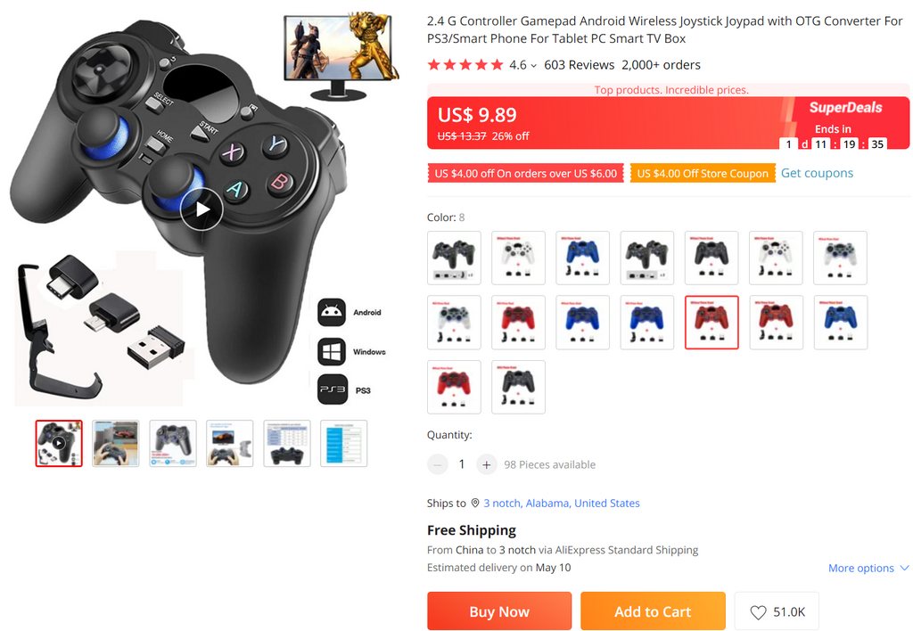 AliExpress dropship gaming gear idea