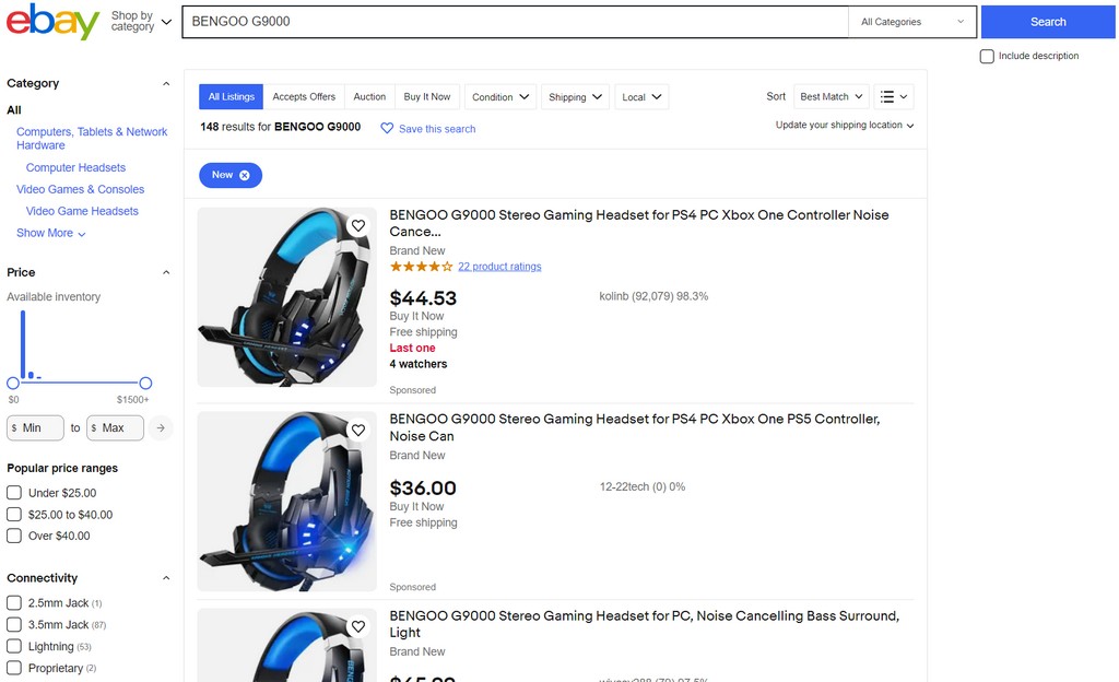 dropship gaming gear idea for eBay