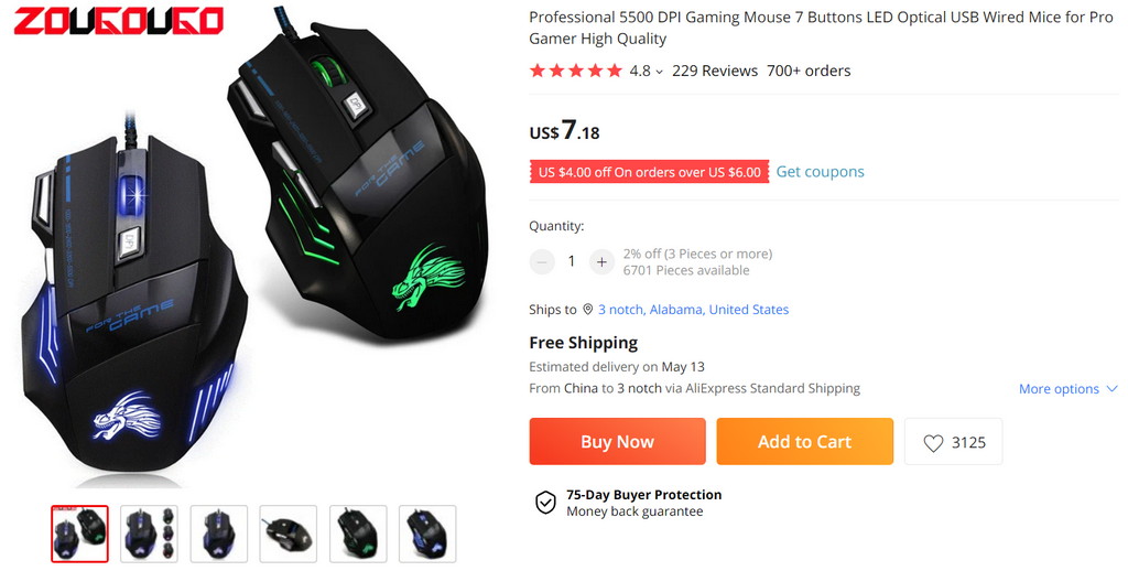 AliExpress dropship gaming gear idea