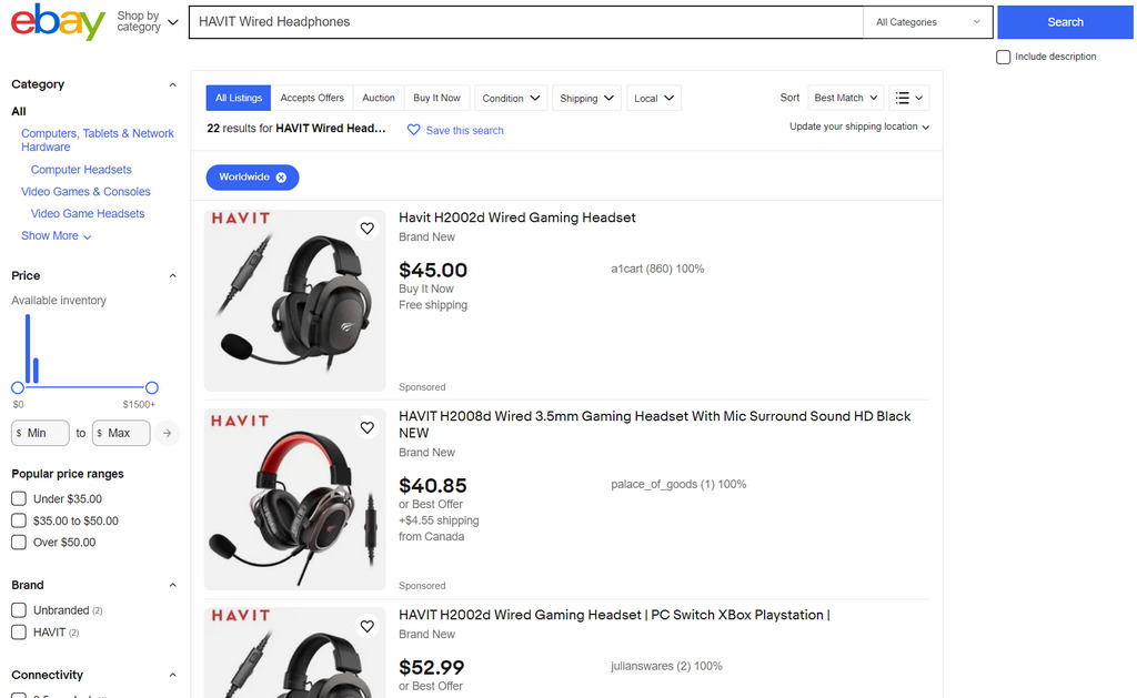 dropship gaming gear idea for eBay