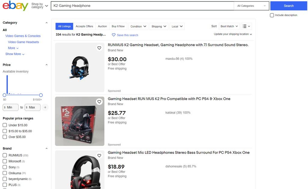 dropship gaming gear idea for eBay