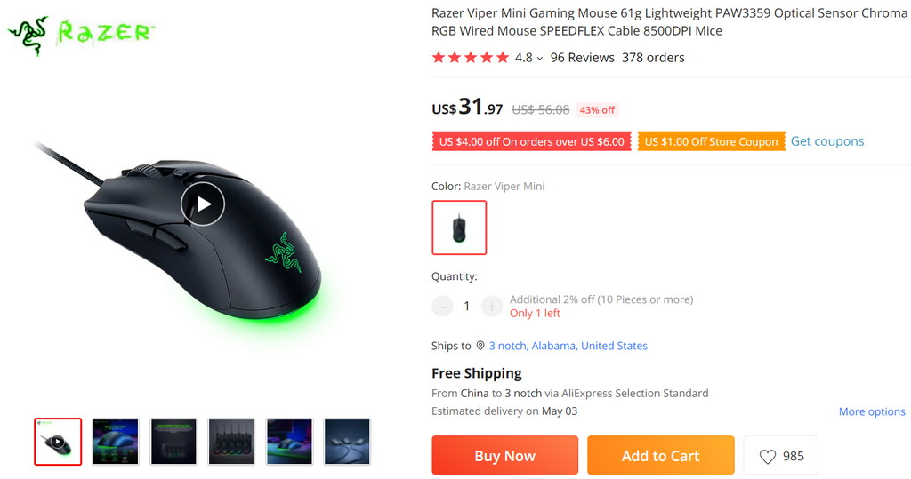 AliExpress dropship gaming gear idea