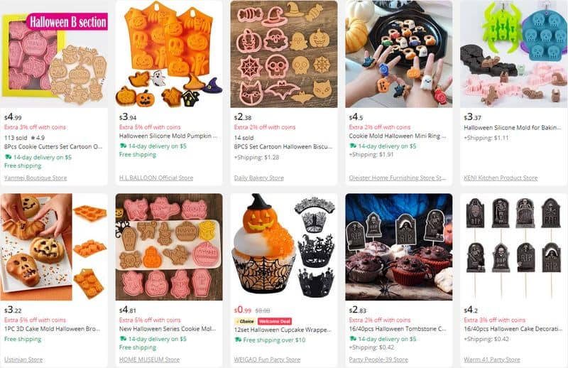 Dropshipping Halloween baking accessories examples from AliExpress