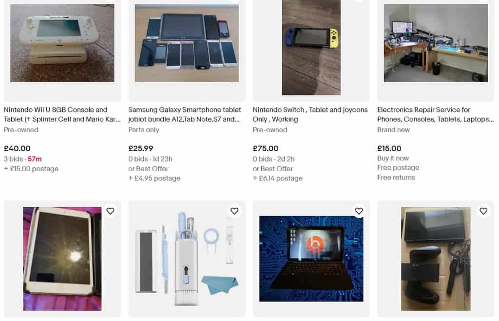 Electronics & tablets eBay UK niche
