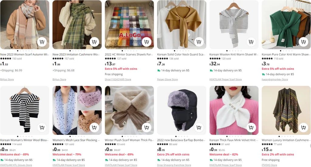 scarves dropshipping winter products