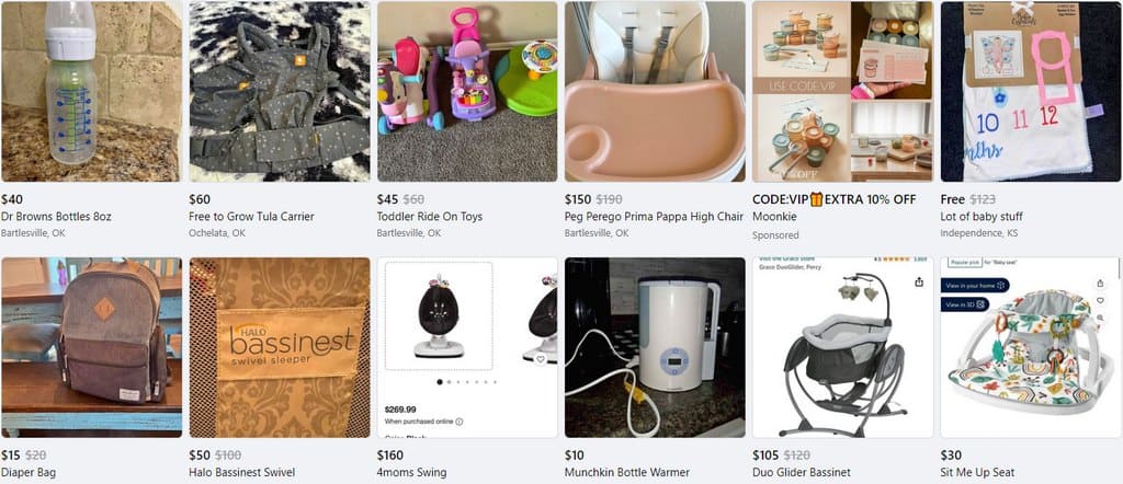baby items on facebook marketplace
