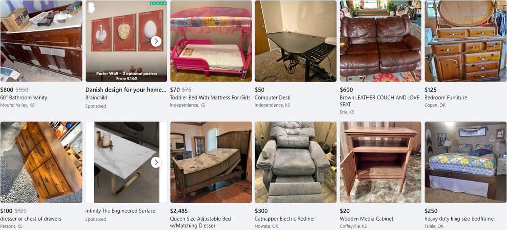 furniture items on facebook marketplace