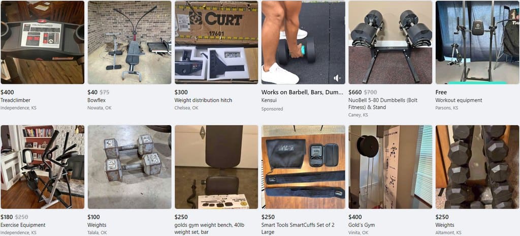 sports fitness items on facebook marketplace