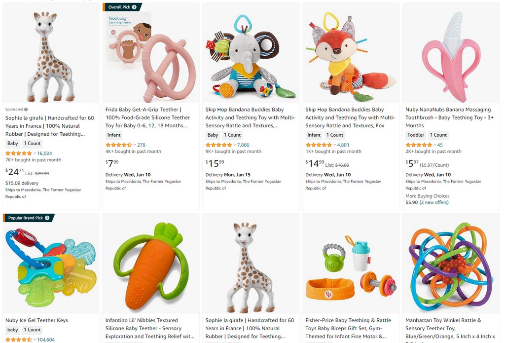 What do people buy the most online - Baby Teething Toys