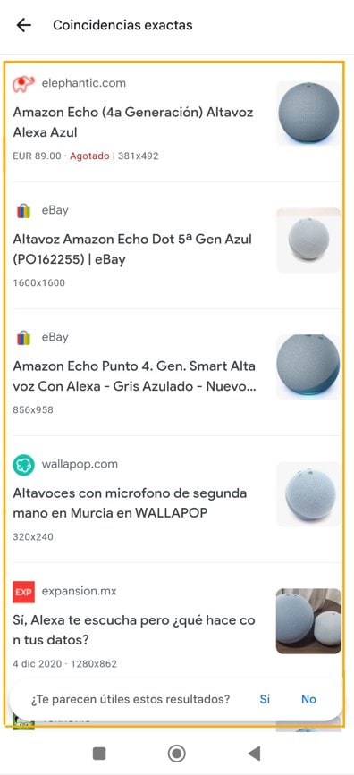 Google Lens Amazon Echo Dot Search Results